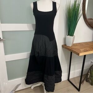 iNDiES Sleeveless Mixed Media Midi Dress SZ 2 EU Black Whimsigoth Holiday EUC
